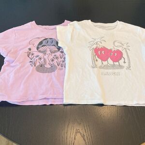 American eagle bundle of 2 graphic tees strawberries and mushroom cotton small